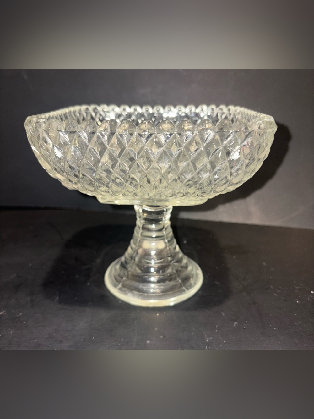 Indiana Glass Clear Diamond-Pattern Compote
